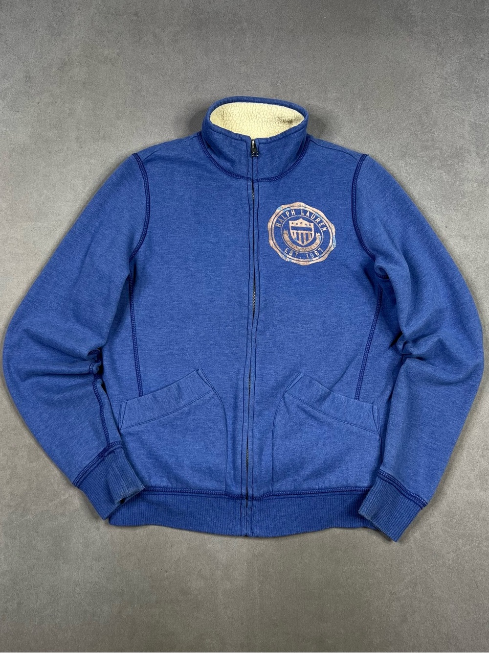 Ralph Lauren Royal Blue Full-Zip Sherpa Collar Jacket
